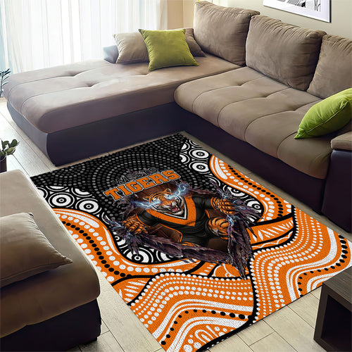 Wests Tigers Area Rug The Scream of Lightning Eyes - Indigenous Dot Ripping Effect