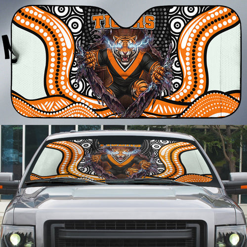 Wests Tigers Auto Sun Shade The Scream of Lightning Eyes - Indigenous Dot Ripping Effect