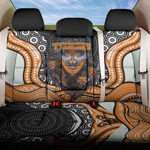 Wests Tigers Back Car Seat Cover The Scream of Lightning Eyes - Indigenous Dot Ripping Effect