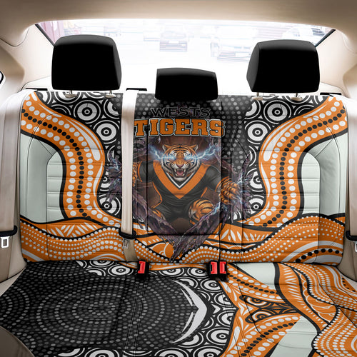Wests Tigers Back Car Seat Cover The Scream of Lightning Eyes - Indigenous Dot Ripping Effect