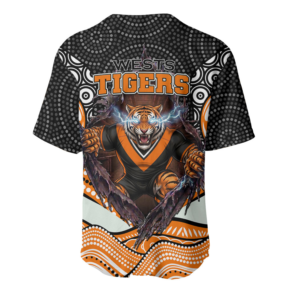 Wests Tigers Baseball Jersey The Scream of Lightning Eyes - Indigenous Dot Ripping Effect