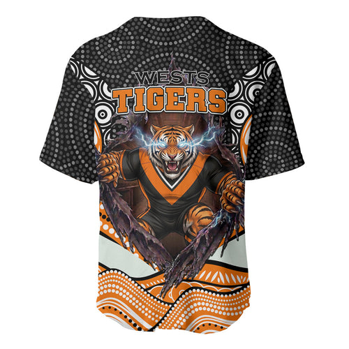 Wests Tigers Baseball Jersey The Scream of Lightning Eyes - Indigenous Dot Ripping Effect