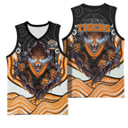 Wests Tigers Basketball Jersey The Scream of Lightning Eyes - Indigenous Dot Ripping Effect