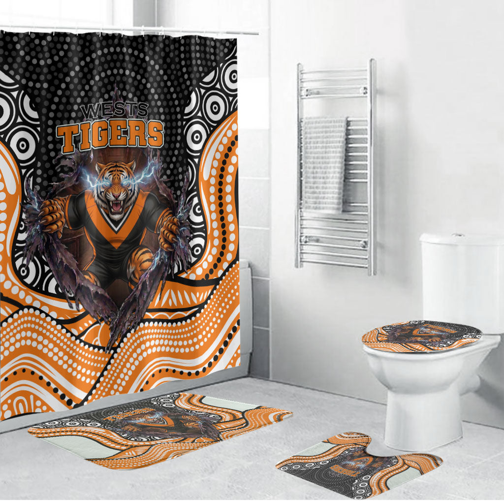 Wests Tigers Bathroom Set The Scream of Lightning Eyes - Indigenous Dot Ripping Effect