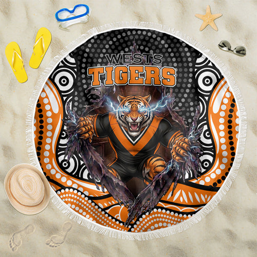 Wests Tigers Beach Blanket The Scream of Lightning Eyes - Indigenous Dot Ripping Effect