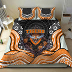 Wests Tigers Bedding Set The Scream of Lightning Eyes - Indigenous Dot Ripping Effect