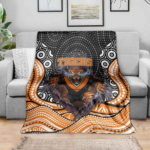 Wests Tigers Blanket The Scream of Lightning Eyes - Indigenous Dot Ripping Effect
