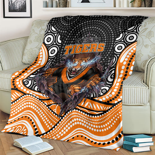 Wests Tigers Blanket The Scream of Lightning Eyes - Indigenous Dot Ripping Effect
