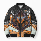 Wests Tigers Bomber Puffer Jacket The Scream of Lightning Eyes - Indigenous Dot Ripping Effect