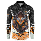Wests Tigers Button Sweatshirt The Scream of Lightning Eyes - Indigenous Dot Ripping Effect