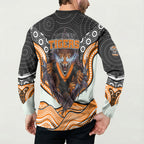 Wests Tigers Button Sweatshirt The Scream of Lightning Eyes - Indigenous Dot Ripping Effect