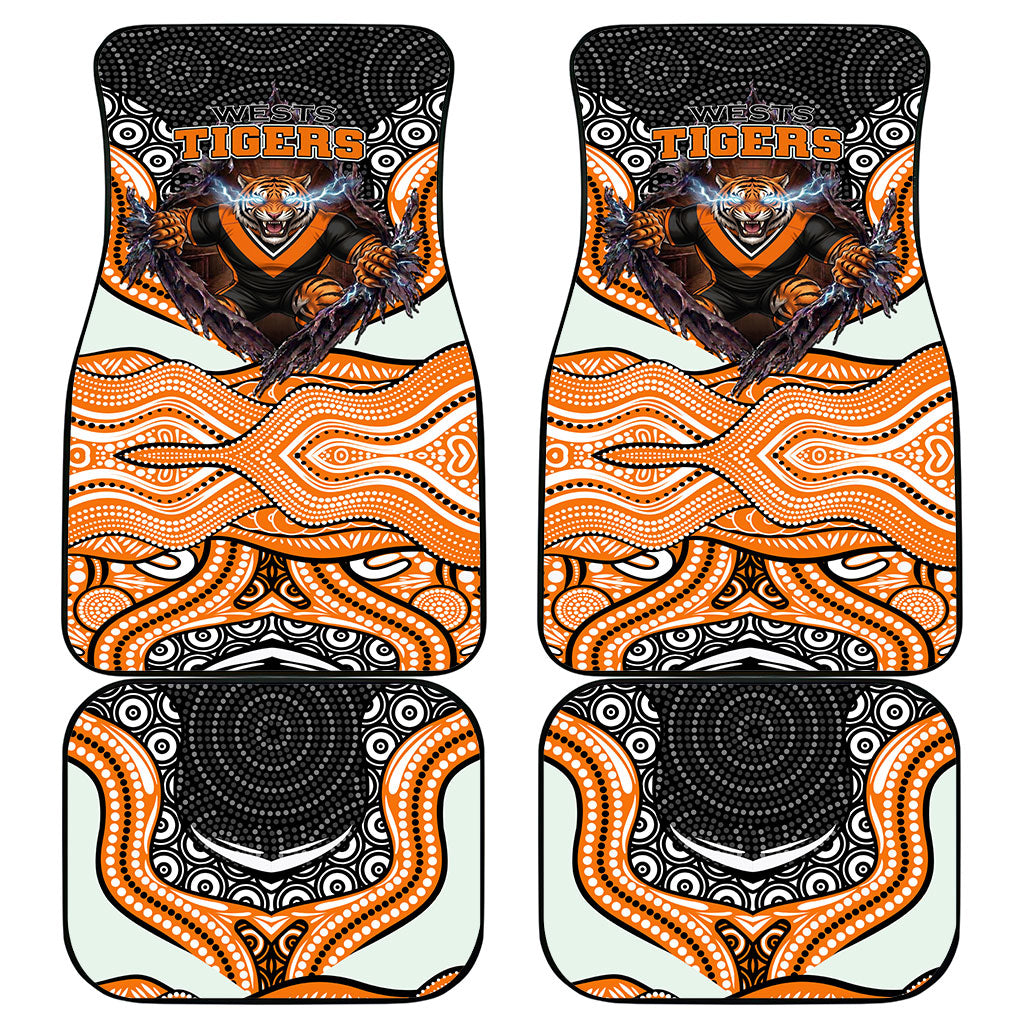 Wests Tigers Car Mats The Scream of Lightning Eyes - Indigenous Dot Ripping Effect
