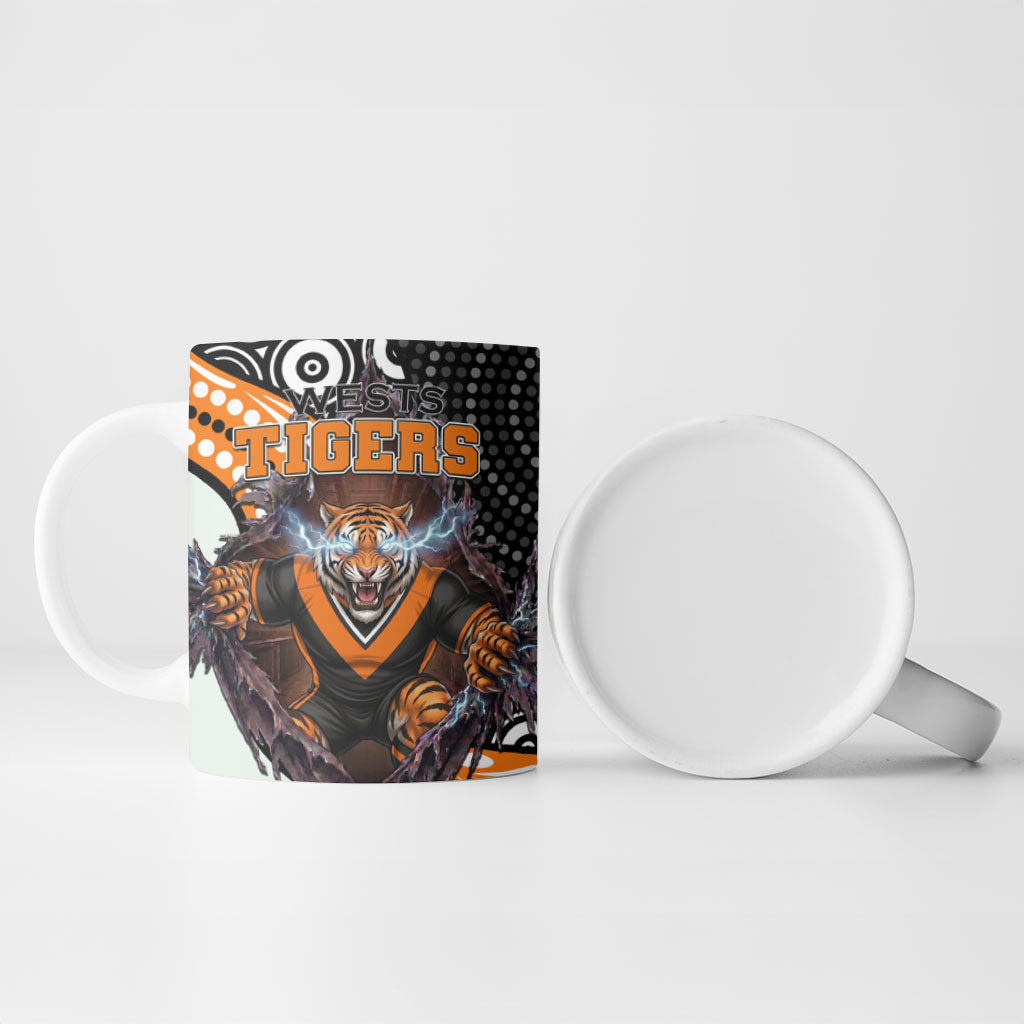 Wests Tigers Ceramic Mug The Scream of Lightning Eyes - Indigenous Dot Ripping Effect