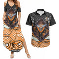 Wests Tigers Couples Matching Summer Maxi Dress and Hawaiian Shirt The Scream of Lightning Eyes - Indigenous Dot Ripping Effect
