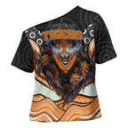 Wests Tigers Cross Shoulder Shirt The Scream of Lightning Eyes - Indigenous Dot Ripping Effect