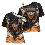 Wests Tigers Cross Shoulder Shirt The Scream of Lightning Eyes - Indigenous Dot Ripping Effect
