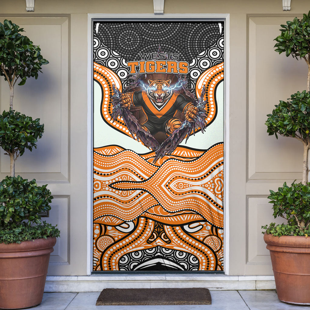 Wests Tigers Door Cover The Scream of Lightning Eyes - Indigenous Dot Ripping Effect