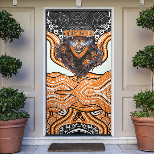 Wests Tigers Door Cover The Scream of Lightning Eyes - Indigenous Dot Ripping Effect