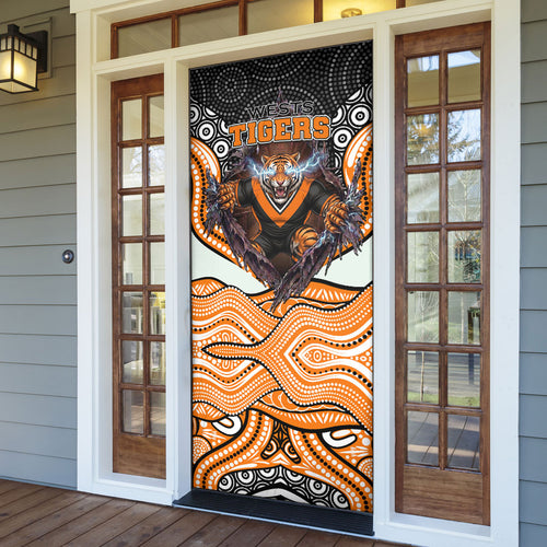 Wests Tigers Door Cover The Scream of Lightning Eyes - Indigenous Dot Ripping Effect