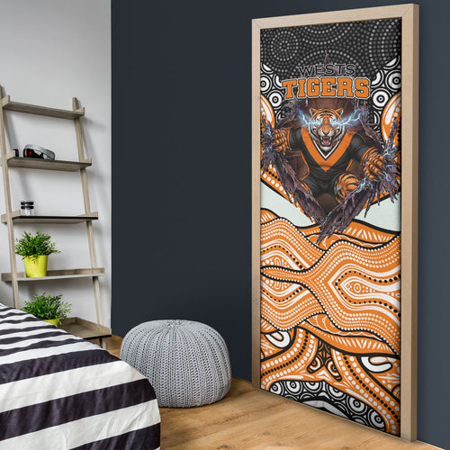 Wests Tigers Door Cover The Scream of Lightning Eyes - Indigenous Dot Ripping Effect