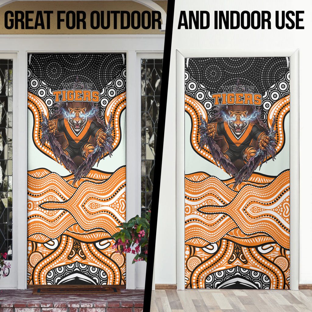 Wests Tigers Door Cover The Scream of Lightning Eyes - Indigenous Dot Ripping Effect