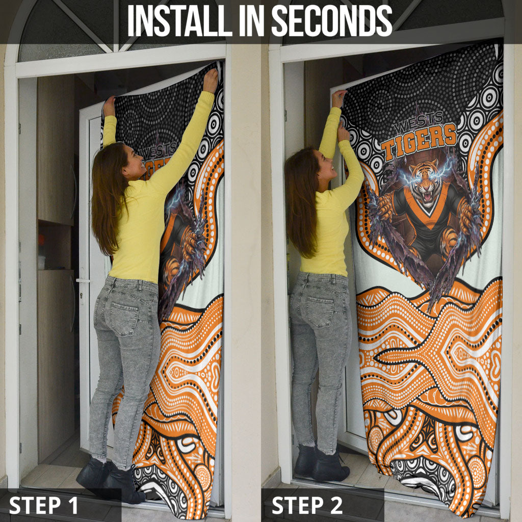 Wests Tigers Door Cover The Scream of Lightning Eyes - Indigenous Dot Ripping Effect