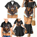Wests Tigers Family Matching Mermaid Dress and Hawaiian Shirt The Scream of Lightning Eyes - Indigenous Dot Ripping Effect