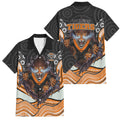 Wests Tigers Family Matching Off The Shoulder Long Sleeve Dress and Hawaiian Shirt The Scream of Lightning Eyes - Indigenous Dot Ripping Effect