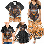 Wests Tigers Family Matching Summer Maxi Dress and Hawaiian Shirt The Scream of Lightning Eyes - Indigenous Dot Ripping Effect