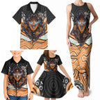 Wests Tigers Family Matching Tank Maxi Dress and Hawaiian Shirt The Scream of Lightning Eyes - Indigenous Dot Ripping Effect