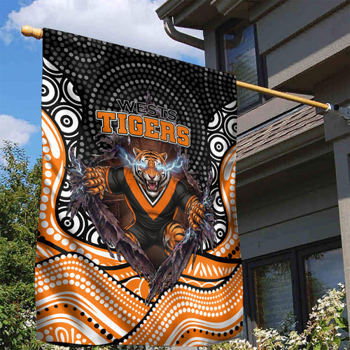 Wests Tigers Garden Flag The Scream of Lightning Eyes - Indigenous Dot Ripping Effect
