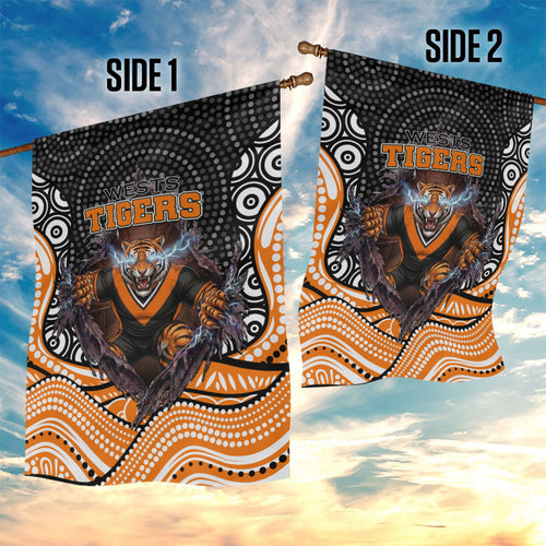 Wests Tigers Garden Flag The Scream of Lightning Eyes - Indigenous Dot Ripping Effect