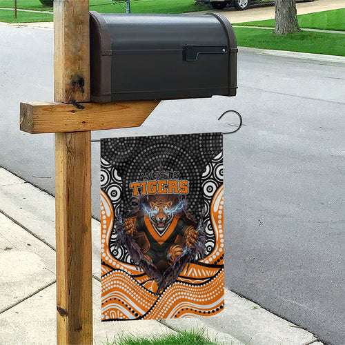 Wests Tigers Garden Flag The Scream of Lightning Eyes - Indigenous Dot Ripping Effect