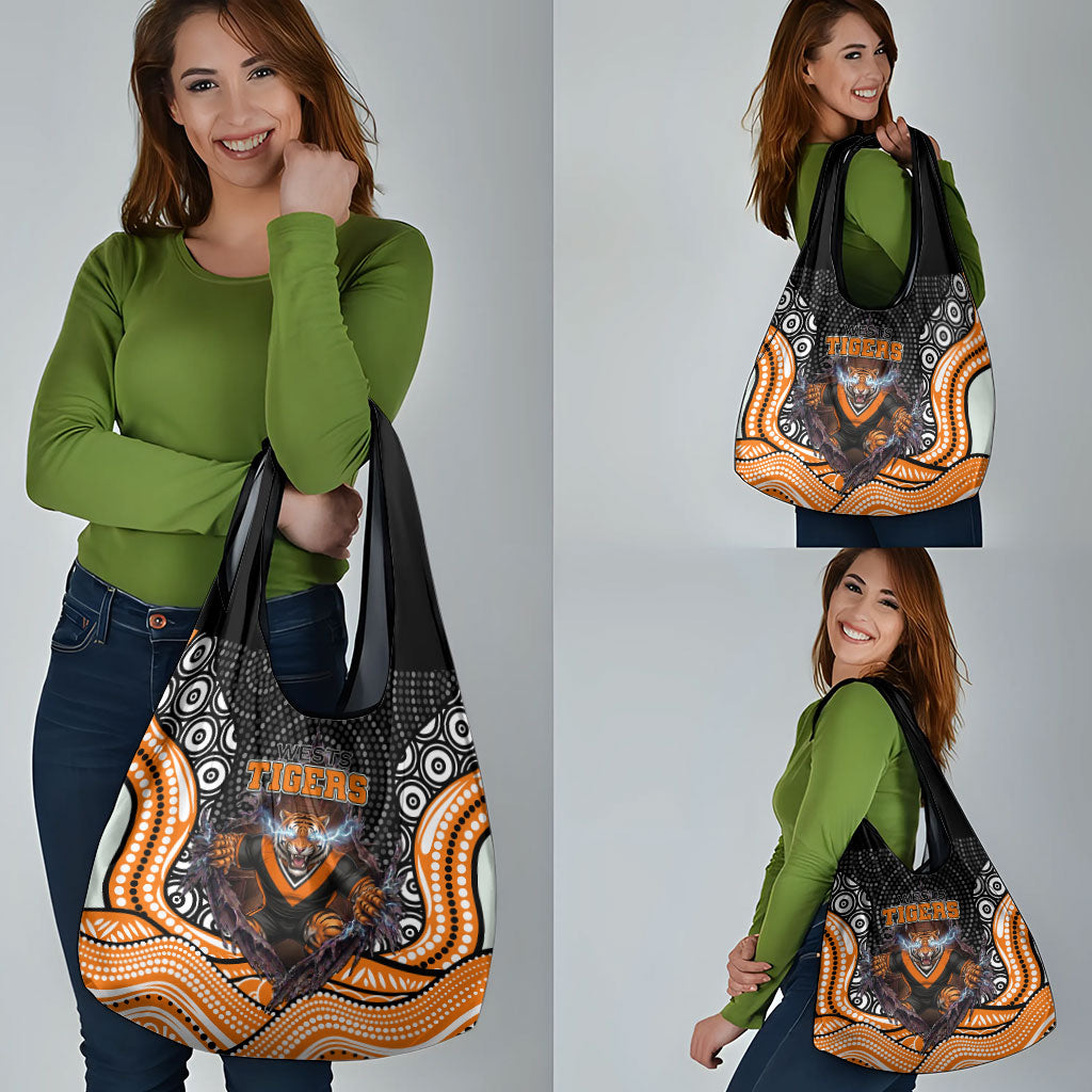 Wests Tigers Grocery Bag The Scream of Lightning Eyes - Indigenous Dot Ripping Effect