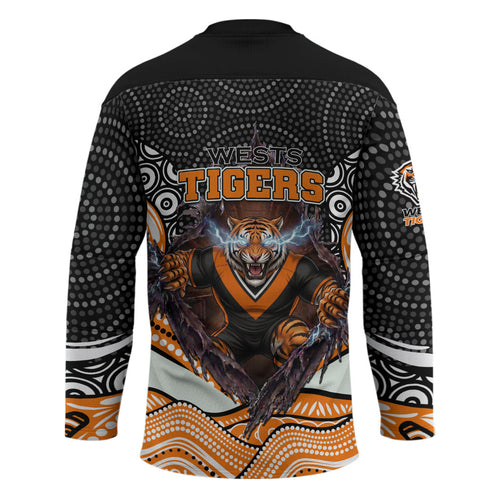 Wests Tigers Hockey Jersey The Scream of Lightning Eyes - Indigenous Dot Ripping Effect