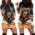 Wests Tigers Hoodie Dress The Scream of Lightning Eyes - Indigenous Dot Ripping Effect