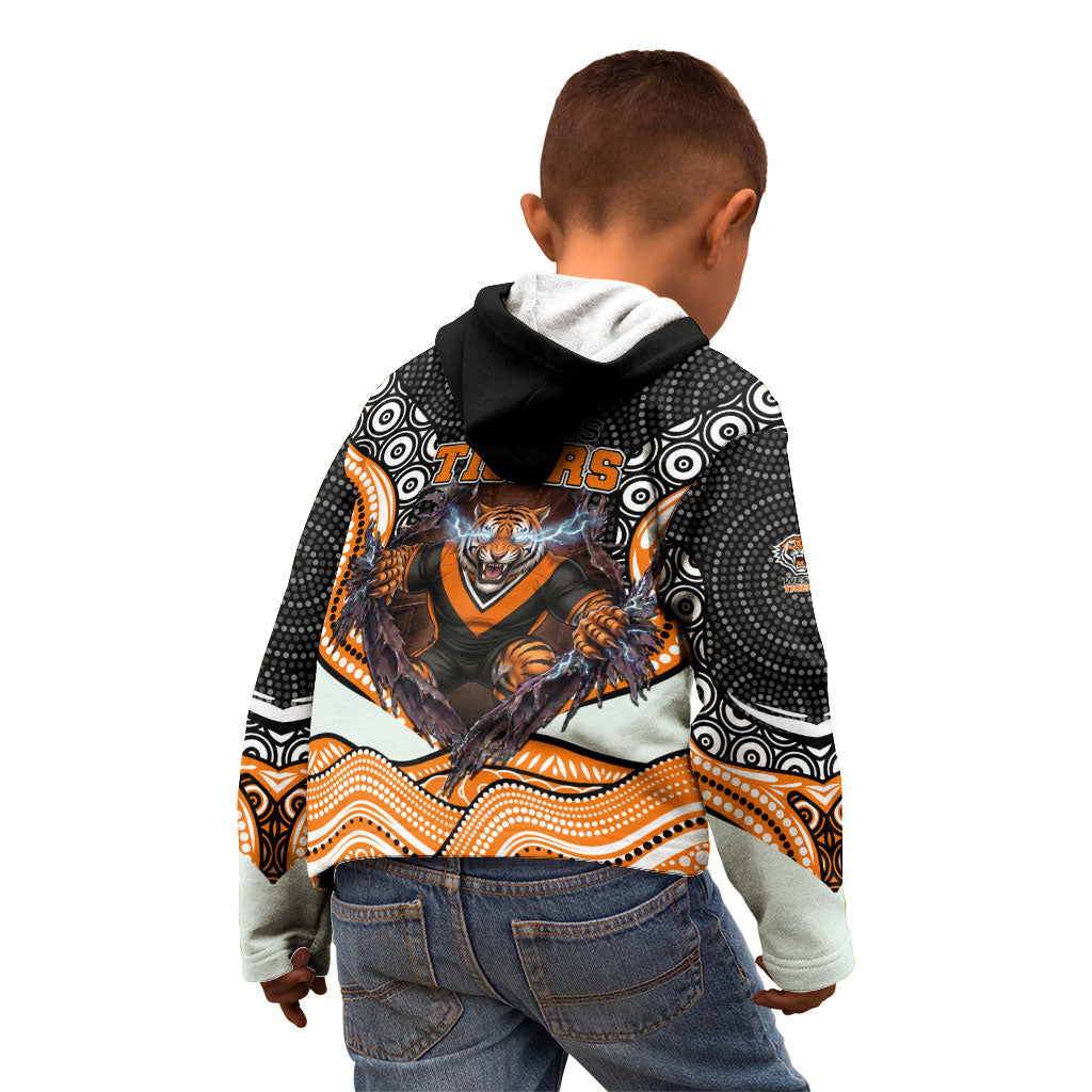 Wests Tigers Kid Hoodie The Scream of Lightning Eyes - Indigenous Dot Ripping Effect