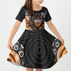 Wests Tigers Kid Short Sleeve Dress The Scream of Lightning Eyes - Indigenous Dot Ripping Effect