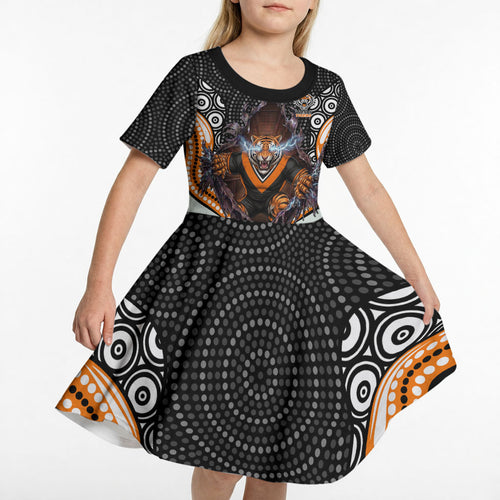 Wests Tigers Kid Short Sleeve Dress The Scream of Lightning Eyes - Indigenous Dot Ripping Effect