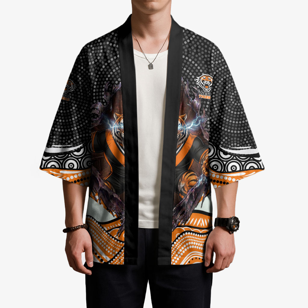 Wests Tigers Kimono The Scream of Lightning Eyes - Indigenous Dot Ripping Effect