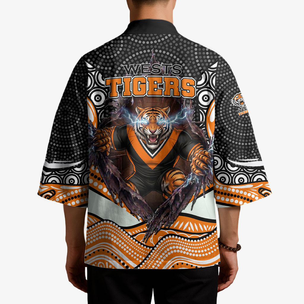 Wests Tigers Kimono The Scream of Lightning Eyes - Indigenous Dot Ripping Effect