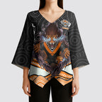 Wests Tigers Kimono Sleeve Blouse The Scream of Lightning Eyes - Indigenous Dot Ripping Effect