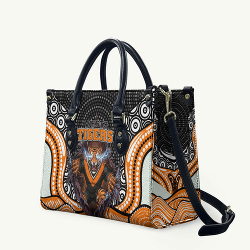 Wests Tigers Leather Bag The Scream of Lightning Eyes - Indigenous Dot Ripping Effect