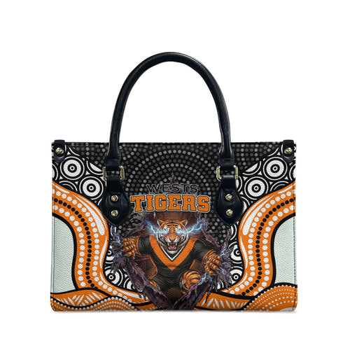Wests Tigers Leather Bag The Scream of Lightning Eyes - Indigenous Dot Ripping Effect