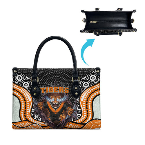 Wests Tigers Leather Bag The Scream of Lightning Eyes - Indigenous Dot Ripping Effect