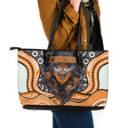 Wests Tigers Leather Tote Bag The Scream of Lightning Eyes - Indigenous Dot Ripping Effect