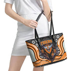 Wests Tigers Leather Tote Bag The Scream of Lightning Eyes - Indigenous Dot Ripping Effect