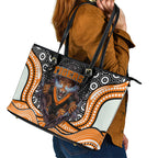 Wests Tigers Leather Tote Bag The Scream of Lightning Eyes - Indigenous Dot Ripping Effect