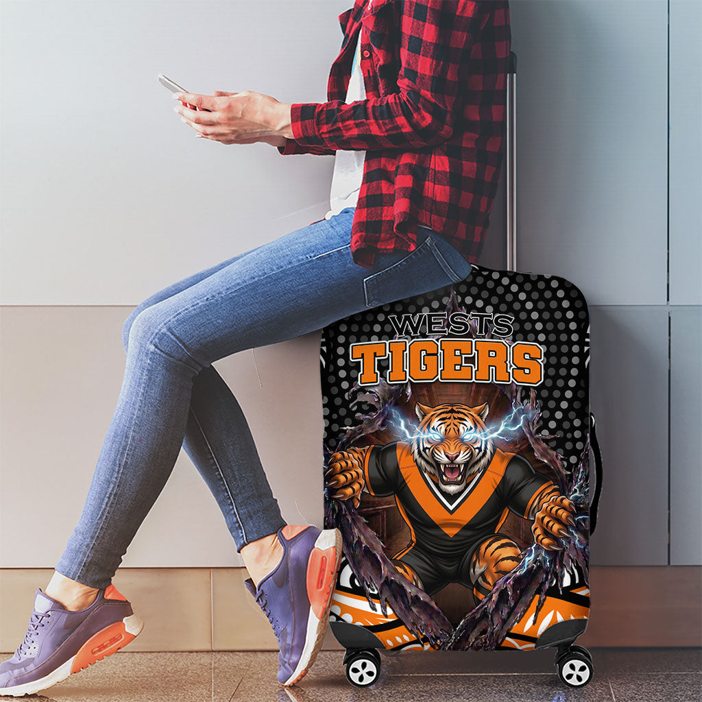 Wests Tigers Luggage Cover The Scream of Lightning Eyes - Indigenous Dot Ripping Effect