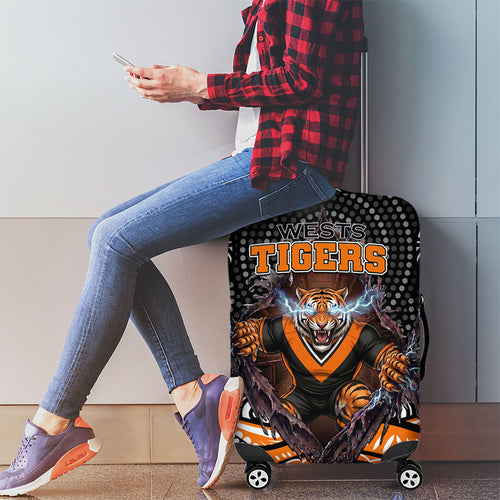 Wests Tigers Luggage Cover The Scream of Lightning Eyes - Indigenous Dot Ripping Effect